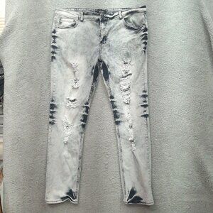 Spark ripped and repaired Black acid wash Jeans 40X31